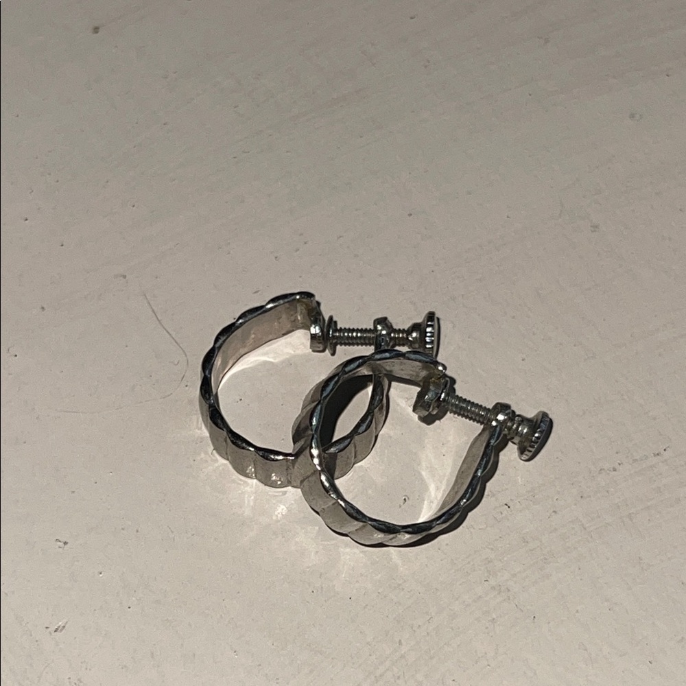 Vintage Silver Textured Hoop Earrings